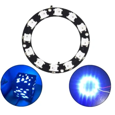 Image of DollaTek 12 Bits WS2812 5050 RGB LED Ring Lamp Light with Integrated Drivers 5V Development Board Compatible Arduino
