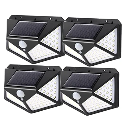 Image of Solar Lights Outdoor,Solar Powered Outdoor Light 100 LED Wall, Security Light,Motion Sensor Lights, IP65 Waterproof Wireless Wall Lights,3 Modes (4 Pack)