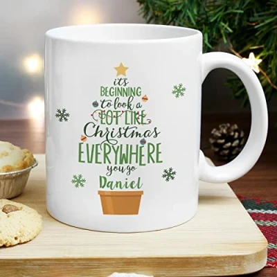 Image of Custom Personalised Beginning to Look A Lot Like Christmas Ceramic Mug. Ideal for Christmas, Stocking Fillers