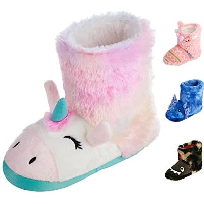 Image of Totes Bootie Slippers, Childrens Unicorn, US 9 10 Unisex Little Kid, Kid