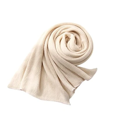 Image of HGJH Scarf,Winter Scarves Cream Soft Warm Shawl Thick Blanket Knitting Woolen Yarn Solid Color Scarf Long Large Winter Trendy Stole For Women Girls