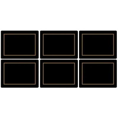 Image of Portmeirion Home &amp; Gifts Pimpernel Classic Black Placemats, Set of 6,30.5 x 23cm