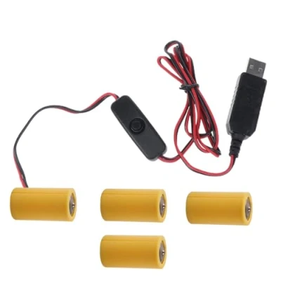 Image of Haveratio 97cm USB to 6V LR14 C Dummy Battery Eliminate Cable for 4 Toy, Controllers, Gas Water Heater, Torches