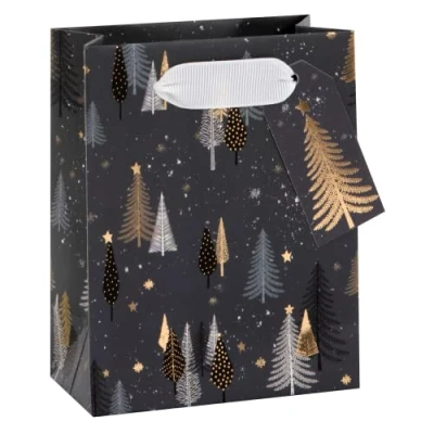Image of Glick Christmas Luxury Gift Bag Small Trees Charcoal, Xmas