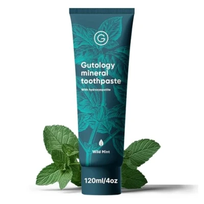 Image of Gutology Natural Probiotic Hydroxyapatite Toothpaste 120ml Fluoride Free Remineralising Enamel Repair Suitable for Adults &amp; Children Helps Sensitive Teeth Whitening Wild Mint Flavour