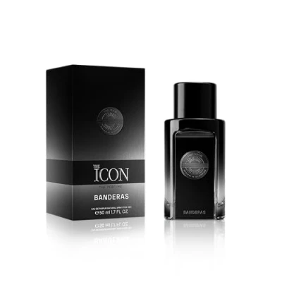 Image of Banderas The Icon Eau De Perfume For Men Long Lasting Virile, Elegant, Trendy And Sexy Scent Wood, Amber, Sandalwood Notes Ideal Special Events 50Ml