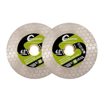Image of SANLEETEK Diamond Cutting Grinding Disc 115mm 2pcs Blade Hexagon Design for Porcelain Ceramic Tile Marble Artificial Stone Quartz