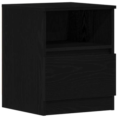 Image of vidaXL Bedside Cabinet/Nightstand/Table Black Oak 40x40x50 cm Compact Modern Design, Engineered Wood in Bedroom and Living Room