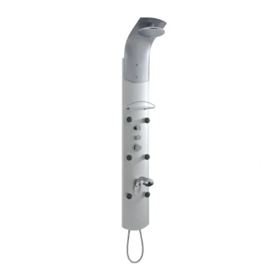 Image of Milano Baya Modern Exposed Thermostatic Shower Tower Panel with Rainfall Head, Hand Handset and Body Jets Chrome