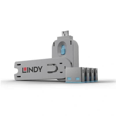 Image of LINDY USB Port Blocker (without key) Pack of 10 Colour Code: Blue