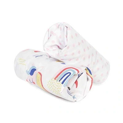 Image of FlyIdeas 2 Pcs Cot Fitted Sheets 160x80 cm in 100% Pure &amp; Very Soft Cotton Certified for Baby Bed Cribs Beautiful Colored Patterns Kids, Made EU