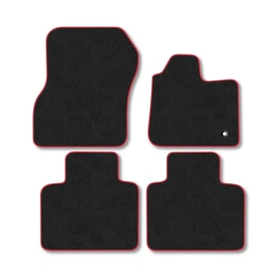 Image of Car Mats Compatible with Renault Zoe (2012 2021) Tailored Fit Red Carpet Floor Set Accessory Custom 4 Pieces Anti Slip Backing &amp; Binding Trim Edge