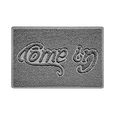 Image of Nicoman COME IN Embossed Shape Door Mat Dirt Trapper Jet Washable Doormat (Use Indoor or Sheltered Outdoor) (60x40cm/23.6x15.7inches, Small) Grey