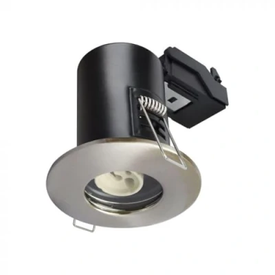 Image of V TAC VT 702 GU10 Shower FIRE Rated Downlight Fitting IP65 SATIN Nickel