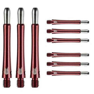 Image of TARGET Darts Grip Style Aluminium Shaft Pack of 9 Red, Medium (48.8mm) Professional Accessories, 2BA Multipack with Rings, Dart Multipack, Stems