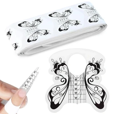 Image of Nail Forms, 100 Pcs Art Forms Sticker, for Gel Builder, Extension Form Acrylic, Guide Self Adhesive Tips Acrylic.