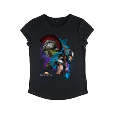 Image of Marvel Women&#039;s Thor Ragnarok Warriors Rolled Sleeve T Shirt, Black, S