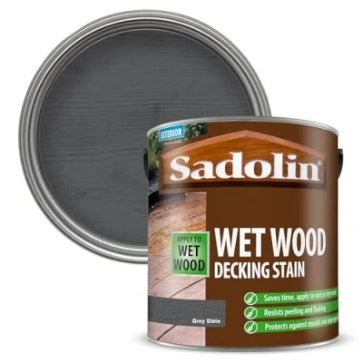 Image of Sadolin Wet Wood Decking Stain 2.5 litre Colour Grey Slate