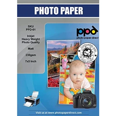 Image of PPD Photo Paper, 40 Sheets 5x7 Inch 230gsm Super Heavy Matt, Instant Dry, Low Glare, Print Copy Recyclable, Compatible with Inkjet Printers