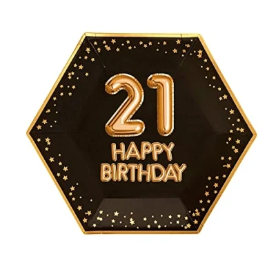 Image of Neviti 773109 Glitz &amp; Glamour Plate Large Black Gold Age 21 Paper