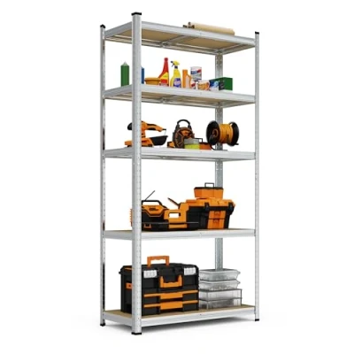 Image of VonHaus Garage Shelving Units Heavy Duty Racking for Home, Office, Shed and Storage 5 Tier Storage, 175kg Capacity Per Shelf 1.8m (1.8m)