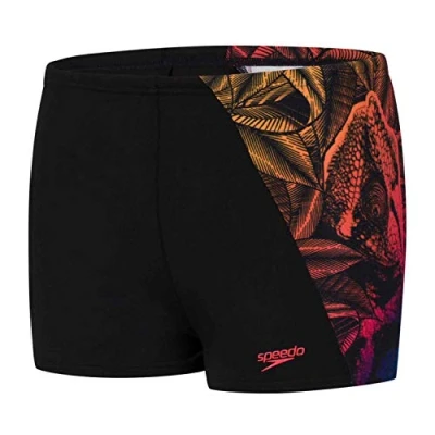 Image of Speedo Junglelizzard Digital Placement Aquashort Swimsuit, Children, boys, Swim Briefs, 8 11732D838, Black, Navy, Cosmo/Lava Red, Mango, 11 12