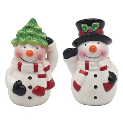 Image of Lesser &amp; Pavey Snowmen Salt Pepper Shakers Set of 2 Festive Holiday Tableware for Christmas Dining Adorable Snowman Design Perfect Seasonal Kitchen Accessory Gift Lovers