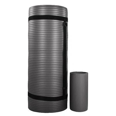 Image of BalanceFrom 71 x 24 1&#039;&quot; All Purpose Extra Thick Non Slip High Density Anti Tear Exercise Yoga Mat with Knee Pad &amp; Carrying Strap, Gray