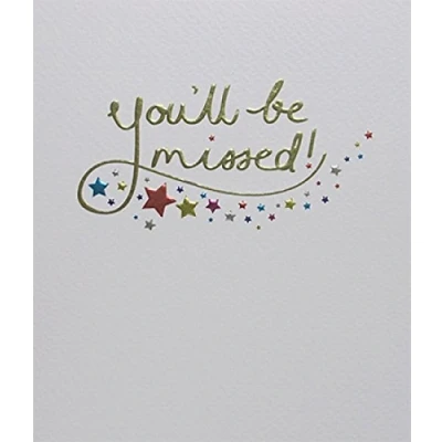 Image of Greeting Card (PLK9345) Leaving/Goodbye You&#039;ll Be Missed Colourful Stars Mimosa Range Embossed and Foil Finish