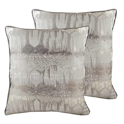 Image of Evans Lichfield Inca Twin Pack Polyester Filled Cushions, Steel Grey, 43 x 43cm