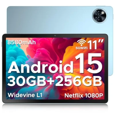 Image of DOOGEE U11 PRO Android 15 Tablet 11 Inch, 30GB RAM 256GB ROM (TF 2TB), 8580mAh Battery, Unisoc T7200 Octa Core Tablets, Ultra Thin 7.9mm, Widevine L15G Wi FiFace Unlock3.5mm Jack Blue