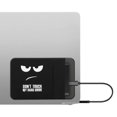 Image of kwmobile Elastane Sleeve Compatible with SanDisk Portable SSD, Samsung T7, Crucial X8, HDD Case Stretchy Holder for External SSD 13x8.3cm (5.1x3.3&quot;) Don&#039;t touch my Hard Drive