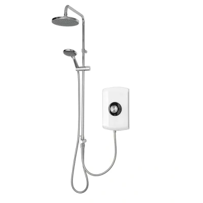 Image of Triton Showers GEAMDU91 Amore DuElec Shower Electric 9.5KW White Gloss I Electrical with Showerhead and Anti Twist Hose Rainfall Head For Bathrooms