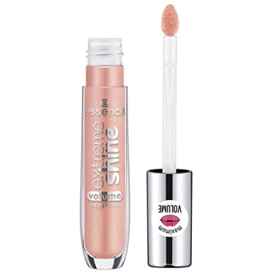 Image of essence Extreme shine volume lip gloss, no. 08 gold dust, gold, radiantly fresh, shiny, translucent, vegan, complies with our Clean Beauty standard, oil free (5 ml)