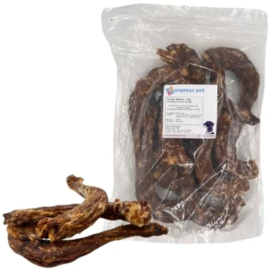 Image of Express Pet Supplies 1kg Turkey Necks 100% Natural Air Dried Dog Treat Chew Grain &amp; Gluten Free Low Fat High Protein