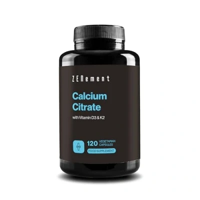 Image of Calcium Citrate with Vitamin D3 and K2 for Healthy Teeth, Bones Muscles Formulated Enhanced Highly Absorbable 120 Vegetarian Capsules