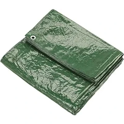 Image of KAV 2.40 x 3.60m (8x12 FT) Green Waterproof Tarpaulin Tarpoline tarpaulins Tarp for Universal Covering Garden Furniture, Camping, Roof Caravan Building site Ground Sheet with Eyelets 120 GSM
