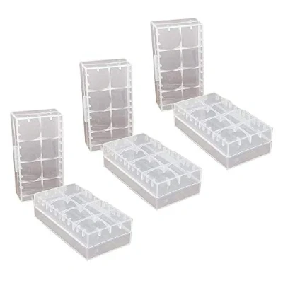 Image of GTIWUNG 6 Pcs 18650/18350/CR123A/17670 Cell Battery Storage Case Holder Box, Plastic for Batteries and Rechargeable Batteries, Clear Color