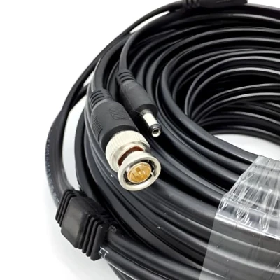 Image of UKVISION 20m Professional Copper RG59 BNC Video and DC Power Shielded CCTV Cable Shotgun Compatible with TVI HD Security Systems