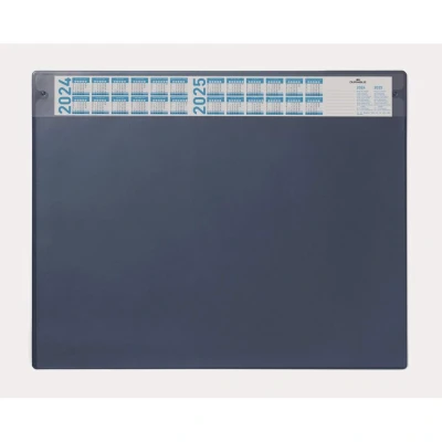 Image of Durable Desk Mat with Annual Calendar Dark Blue 65 x 52 cm Pack of 1 Anti Glare Transparent Overlay Included and Can be Removed