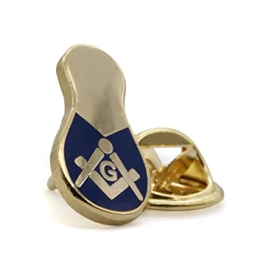 Image of Masonic Slipper with Square and Compasses Enamel Lapel Pin