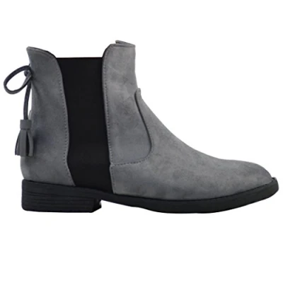 Image of ESSEX GLAM Womens Chelsea Ankle Boots Pull On Bow Elasticated Riding Biker Ladies Casual Flat Booties