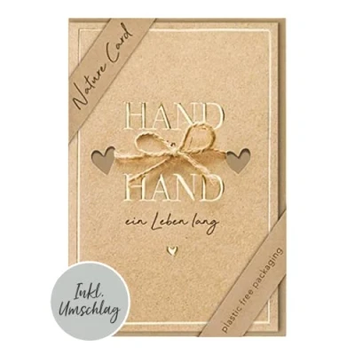 Image of bsb Wedding Card Hand in Nature Cards Sustainable with Envelope Greeting Gift 11.5 x 17 cm