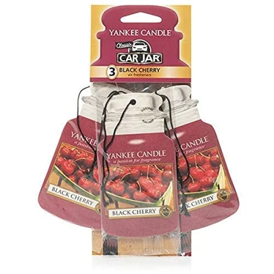 Image of Yankee Candle Car Jar Scented Air Freshener Black Cherry 3 Count