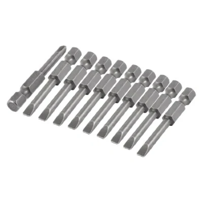 Image of sourcing map 10 Pcs 50mm Length Magnetic 4mm Width Slotted Tip Screwdriver Bits