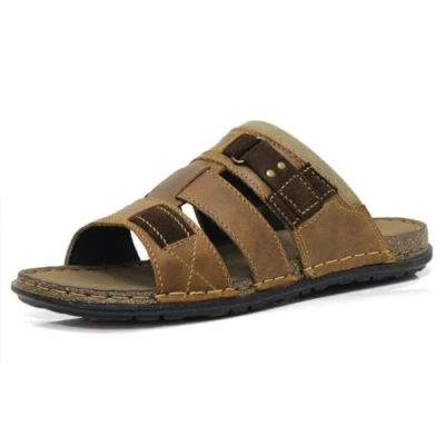 Image of DUNLOP Mens Sandals Memory Foam Touch Fastening Open Toe Flip Flop Mules Summer Shoes (Brn Tan, UK Footwear Size System, Adult, Men, Numeric, Medium, 12)