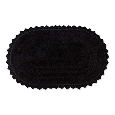 Image of DII Crochet Collection Reversible Bath Mat, Large Oval, 21x34, Black