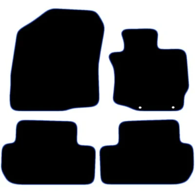 Image of Carsio Carpet Car Mats For Mitsubishi Outlander 2013+ Automatic Tailored Fit Floor Mat Set Complete Accessory Black Custom Fitted All Weather, Anti Slip Backing &amp; Blue Trim