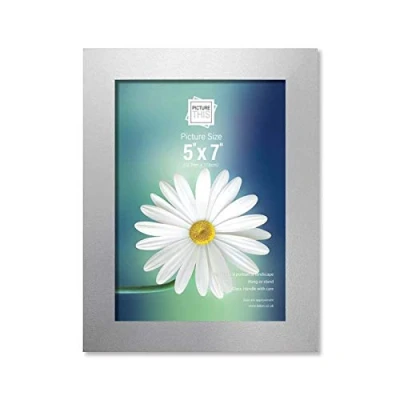 Image of Photo Frames Silver 5&quot;x7&quot;, Wooden Frame, Glass Picture Freestanding and Wall Mountable Modern Portrait or Landscape Table Top (5&quot;x7&quot;)