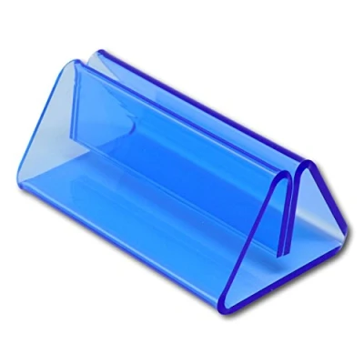 Image of EPOSGEAR 100mm Fluorescent Transparent Coloured Menu Show Card Perspex Acrylic Plastic Name Place Table Sign Display Stand Holders Shops, Restaurants, Bars, Weddings, Parties etc (Neptune Blue)